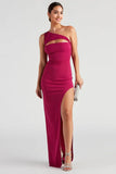 One-Shoulder Cutout Slit Formal Dress