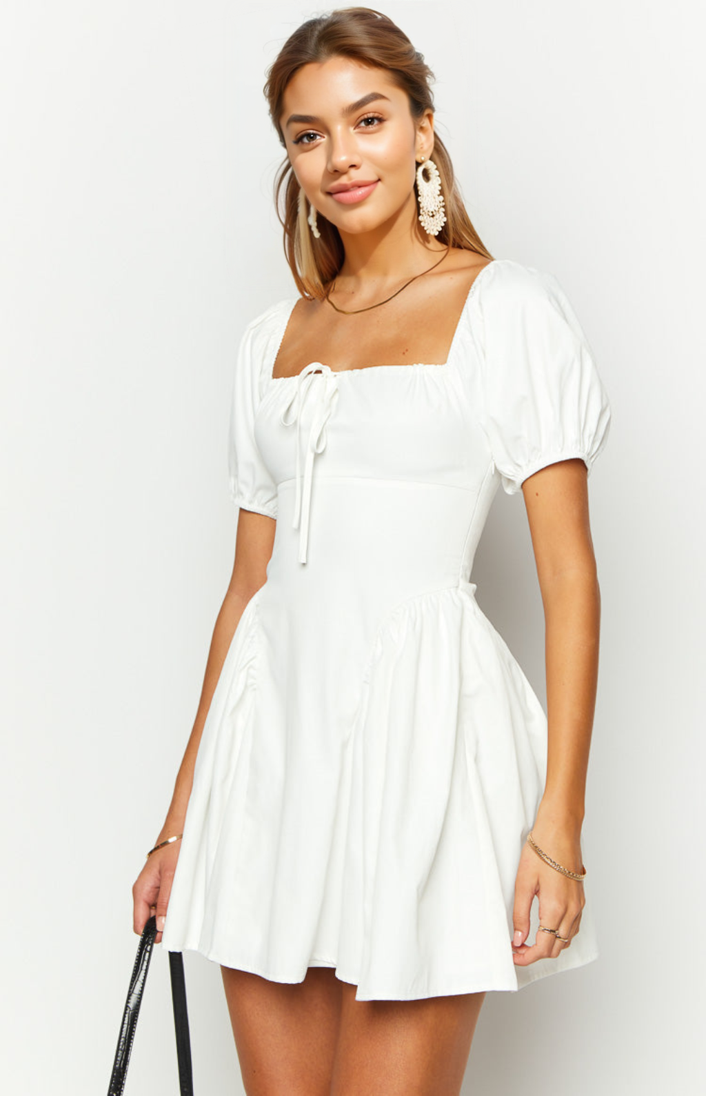 Emma White Puff Sleeve Mini Dress