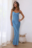 It's Giving Style Satin Maxi Dress Blue