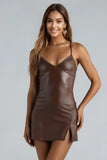 Time For Happy Hour Faux Leather Mini Dress