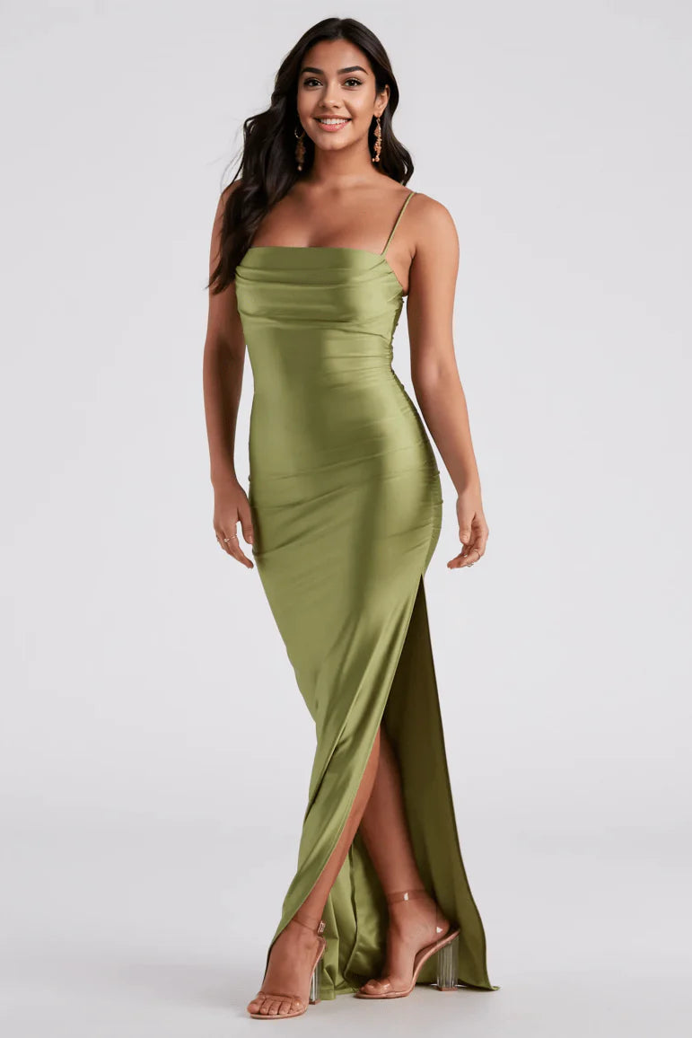 Ella Cowl Neck Satin Dress