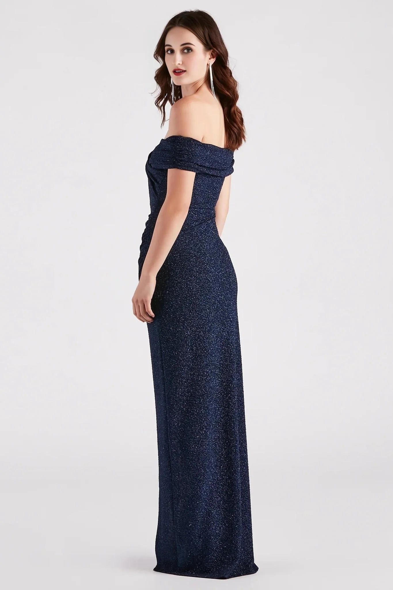 Bebe Formal Glitter Wrap Dress