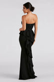 Strapless Ruffled Back Mermaid Dress