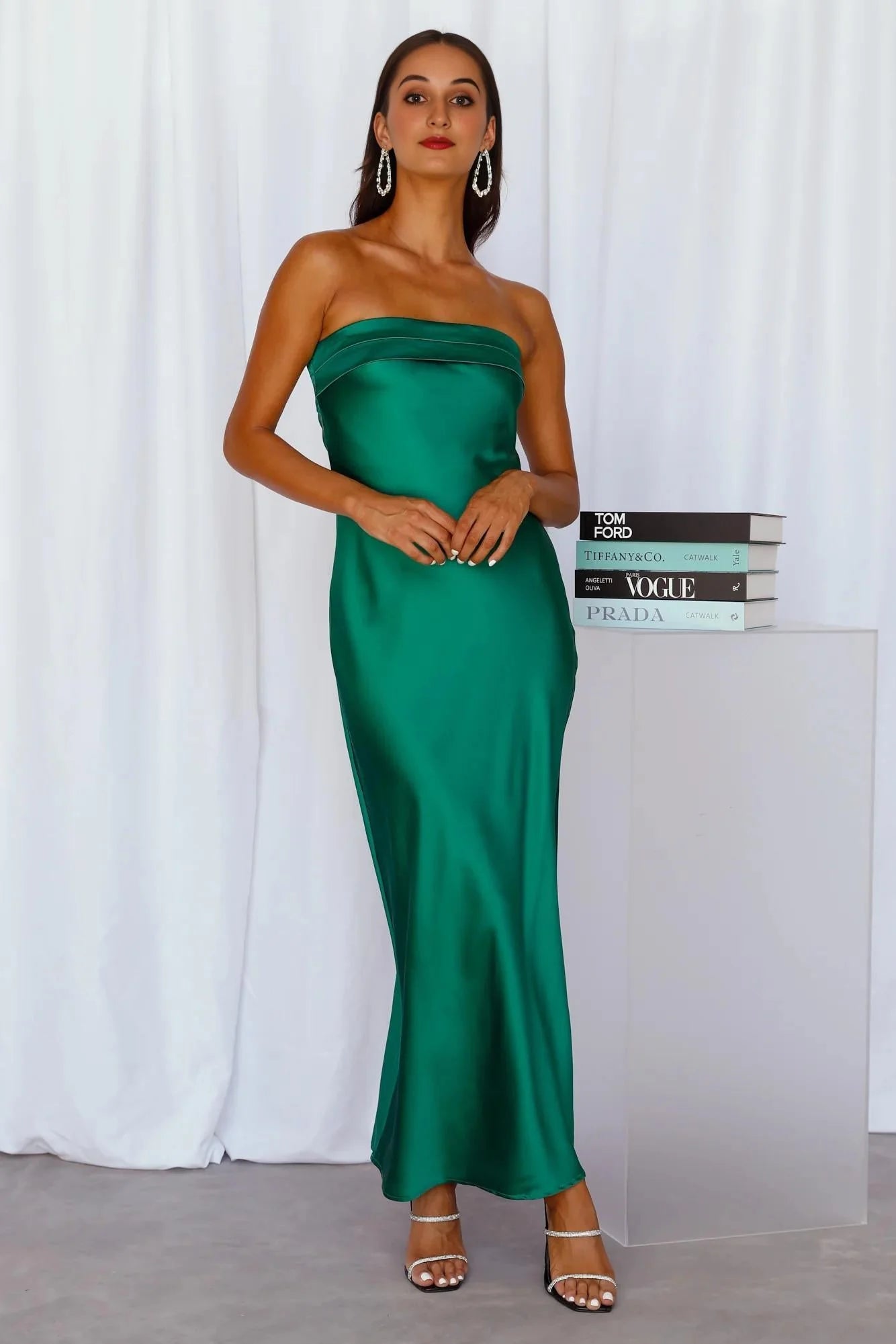 Coolness Calling Satin Maxi Dress Green