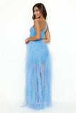 Extravagance Is Me One Shoulder Tulle Maxi Dress Blue