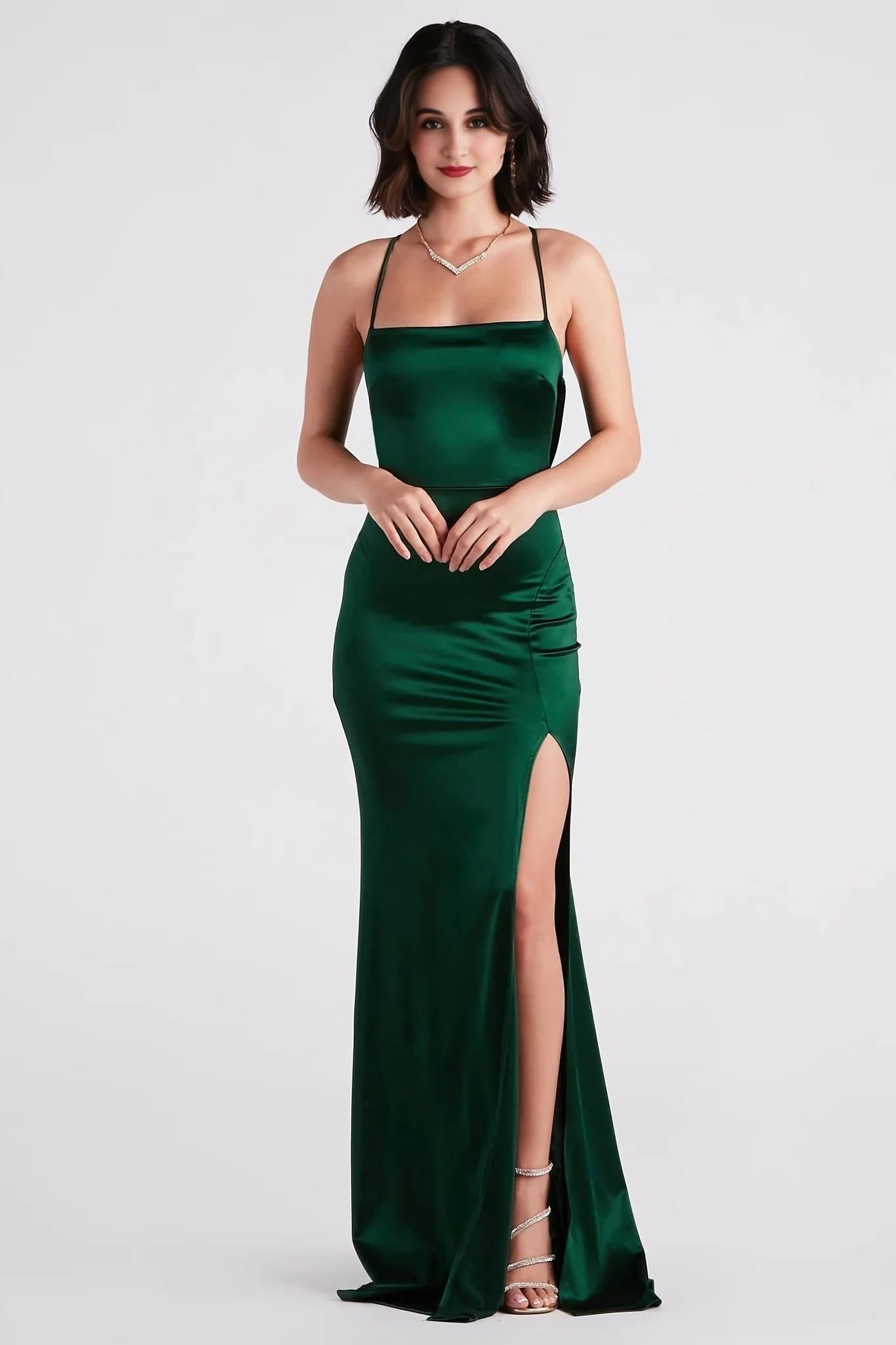 Ilya Satin Backless Mermaid Dress