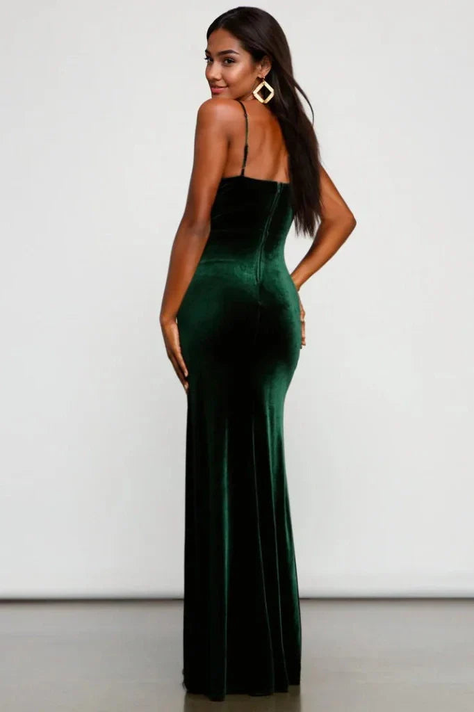 Formal High Slit Velvet Dress