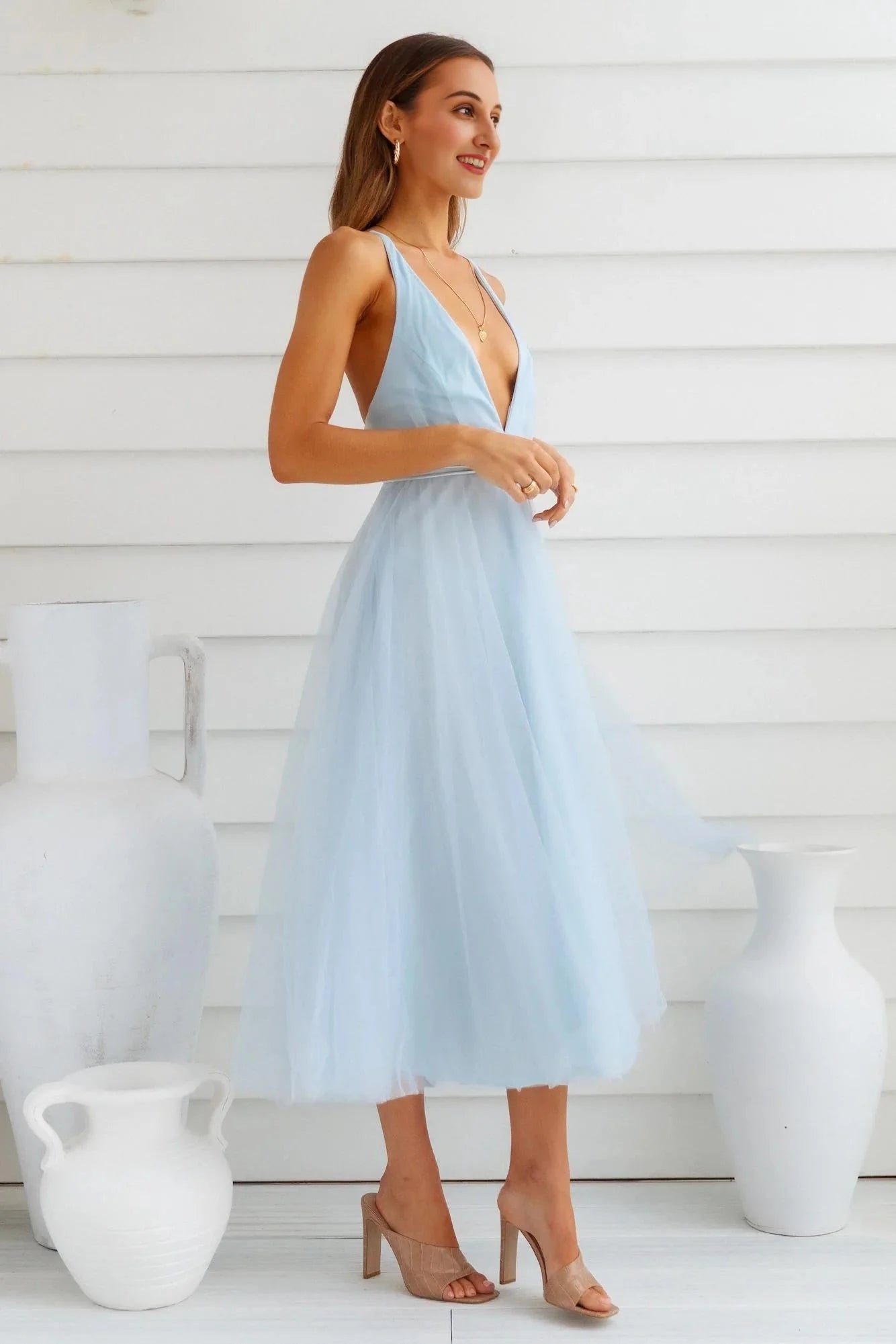 Summer Cinderella Midi Dress Blue