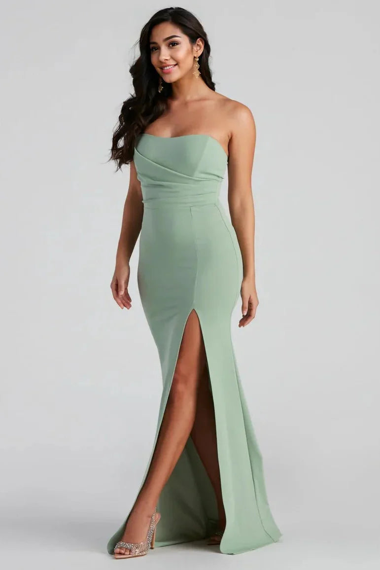 Strapless High Slit Formal Dress