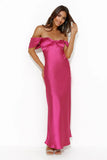 Shine Of Pearls Satin Maxi Dress Pink