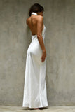 Laura Halter Satin Gown - White