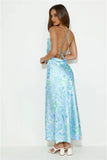 Besties Now Satin Maxi Dress Blue