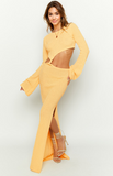 Arya Yellow Long Sleeve Knit Maxi Dress