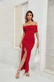 Off-Shoulder Fitted Sexy Slit Long Dress