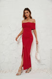 Off-Shoulder Fitted Sexy Slit Long Dress