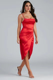 Margaret Formal Satin Wrap Midi Dress