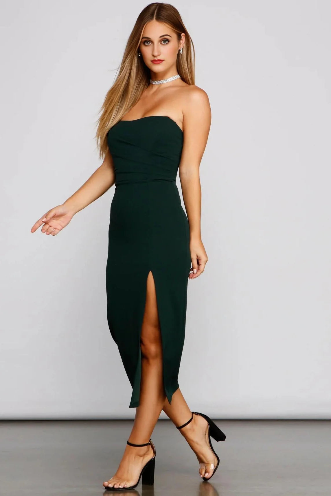 Zadie Formal High-Slit Midi Dress