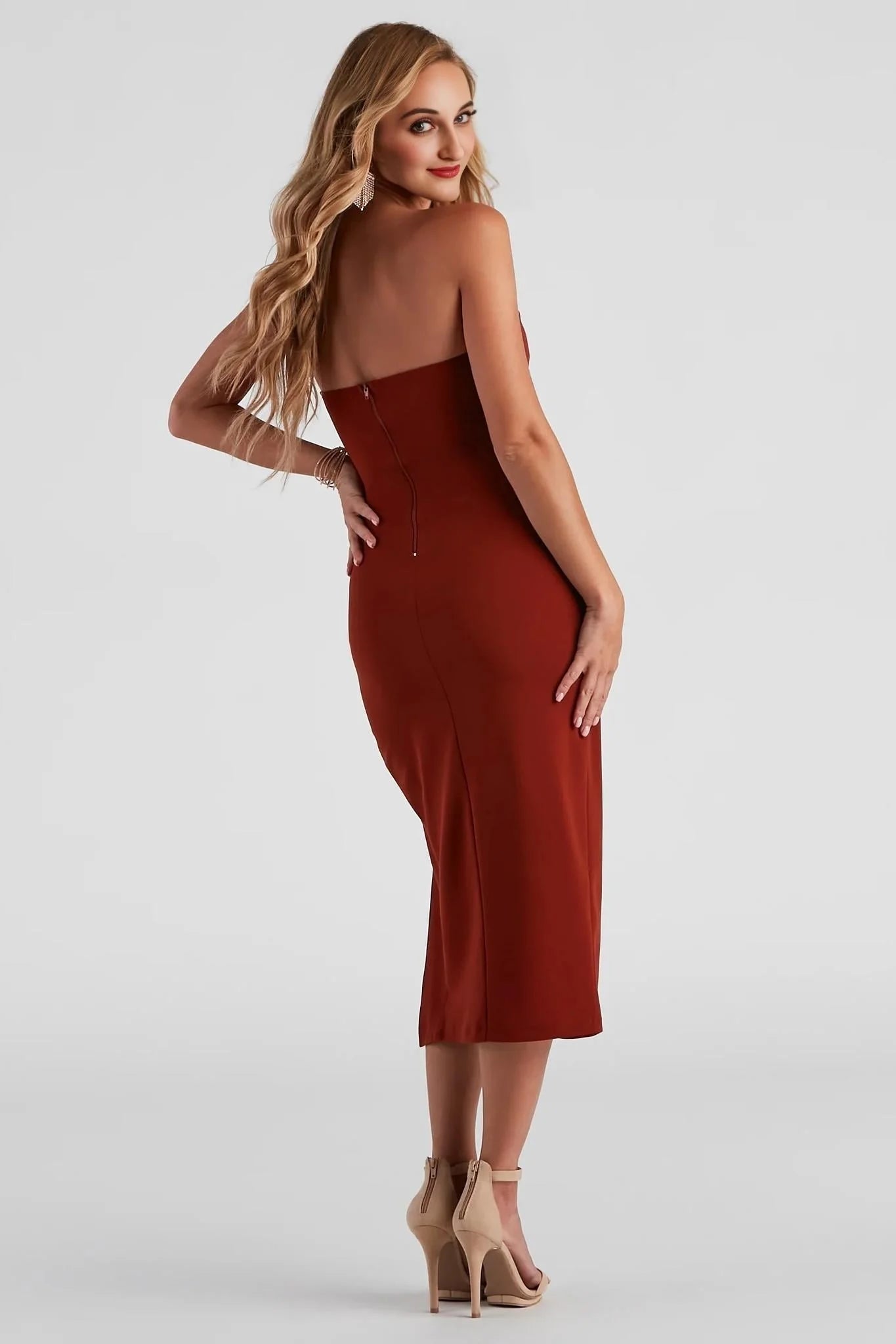 Zadie Formal High-Slit Midi Dress