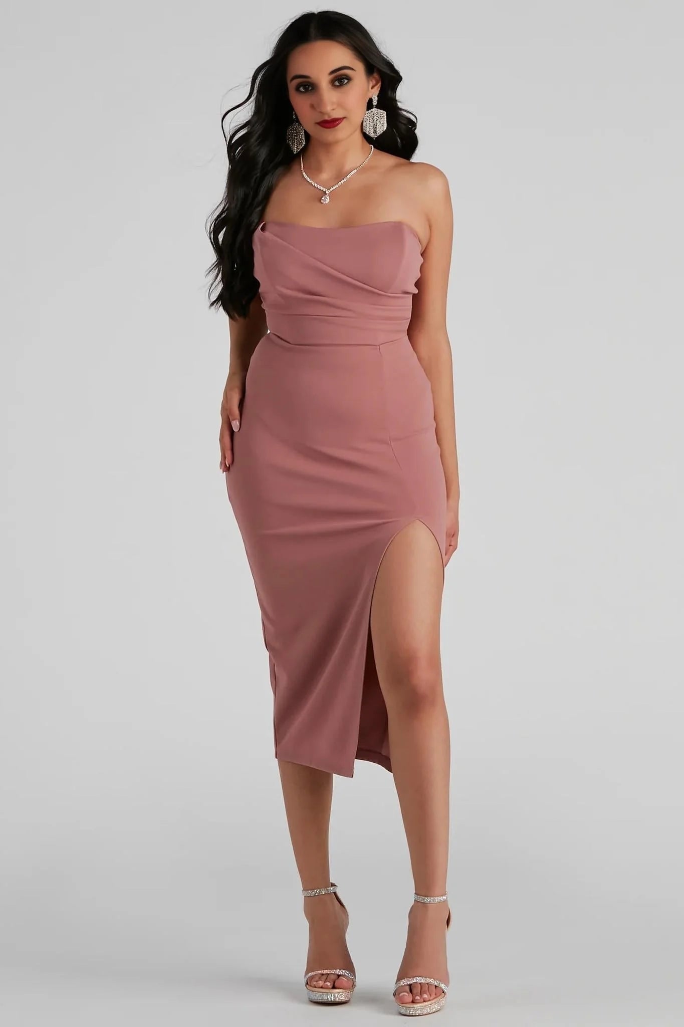 Zadie Formal High-Slit Midi Dress