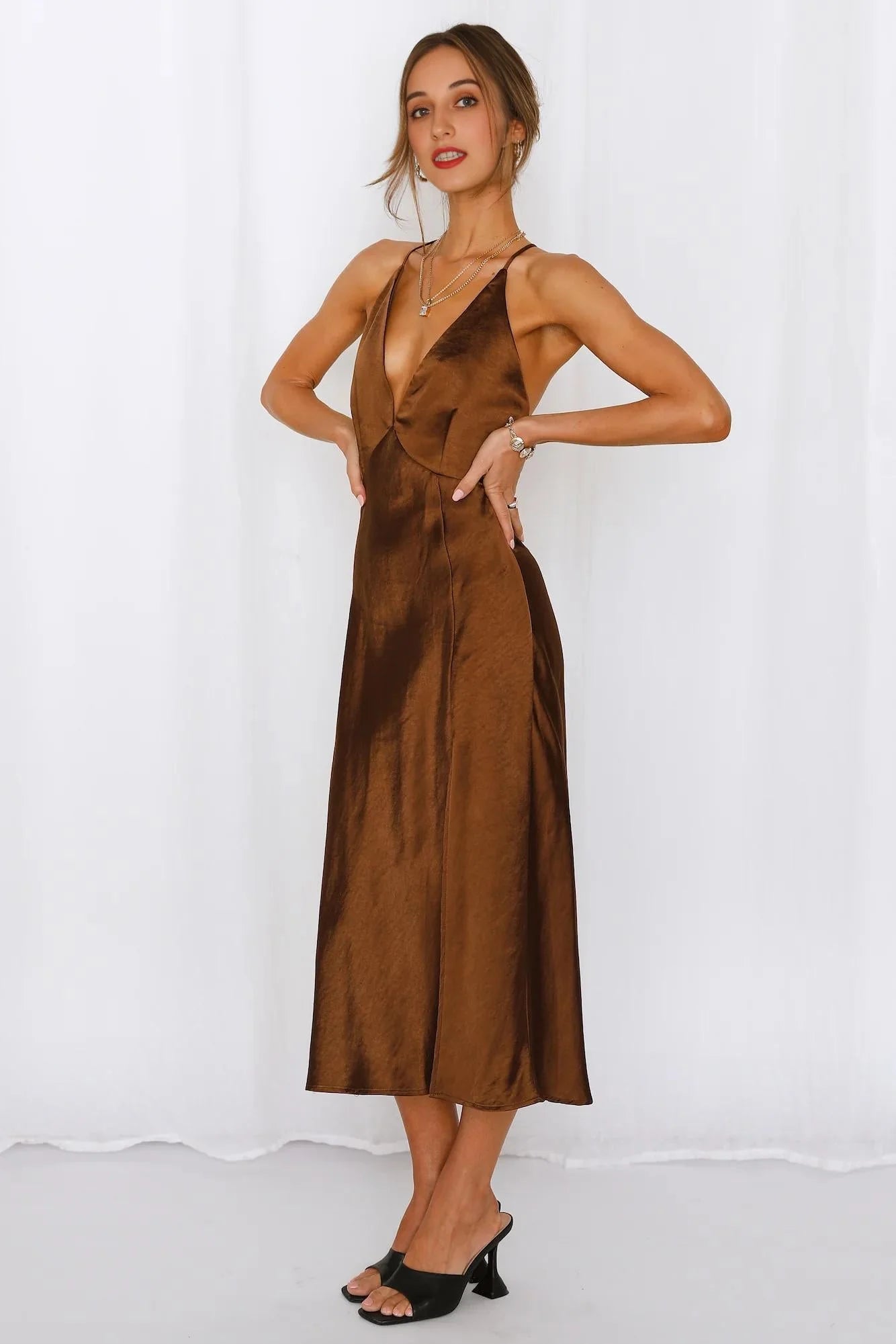 La Di Da Midi Dress Brown