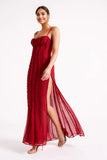 Chiffon Maxi Dress - Vermilion Red