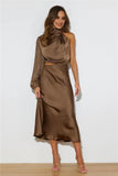 Won Over Midi Dress Brown