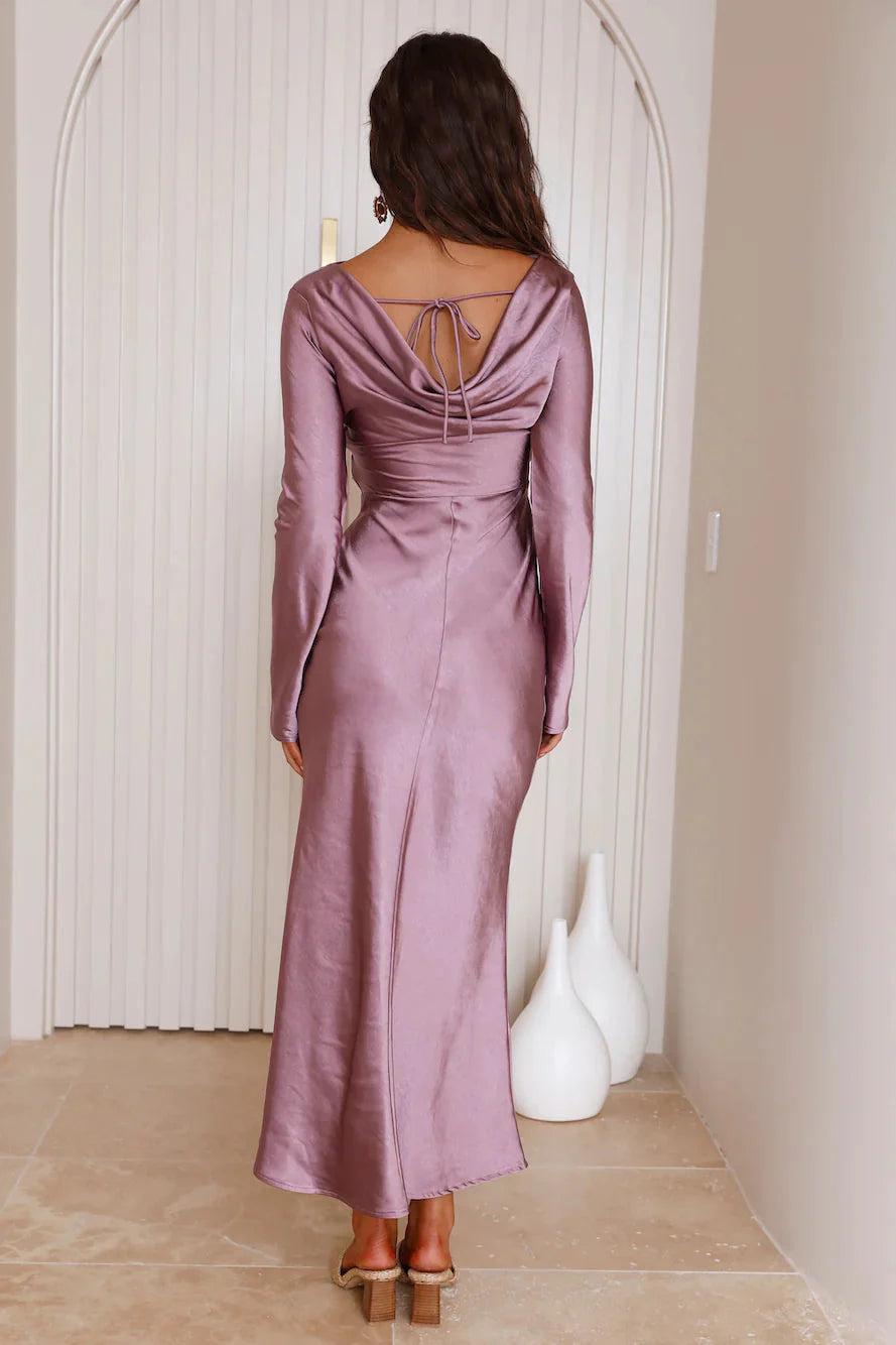 Forget Me Not Satin Maxi Dress Purple