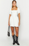 Emma White Puff Sleeve Mini Dress