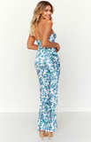 Ashley Blue Floral Formal Maxi Dress