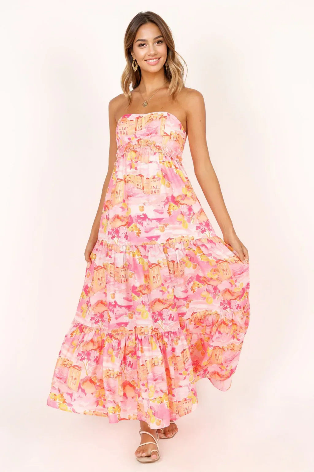 Arianna Strapless Dress - Pink Scenic