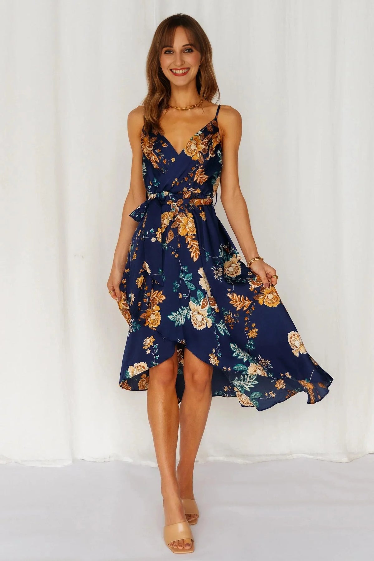 Falling In Style Midi Dress Navy