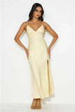 You Are Unique Satin Maxi Dress Yellow