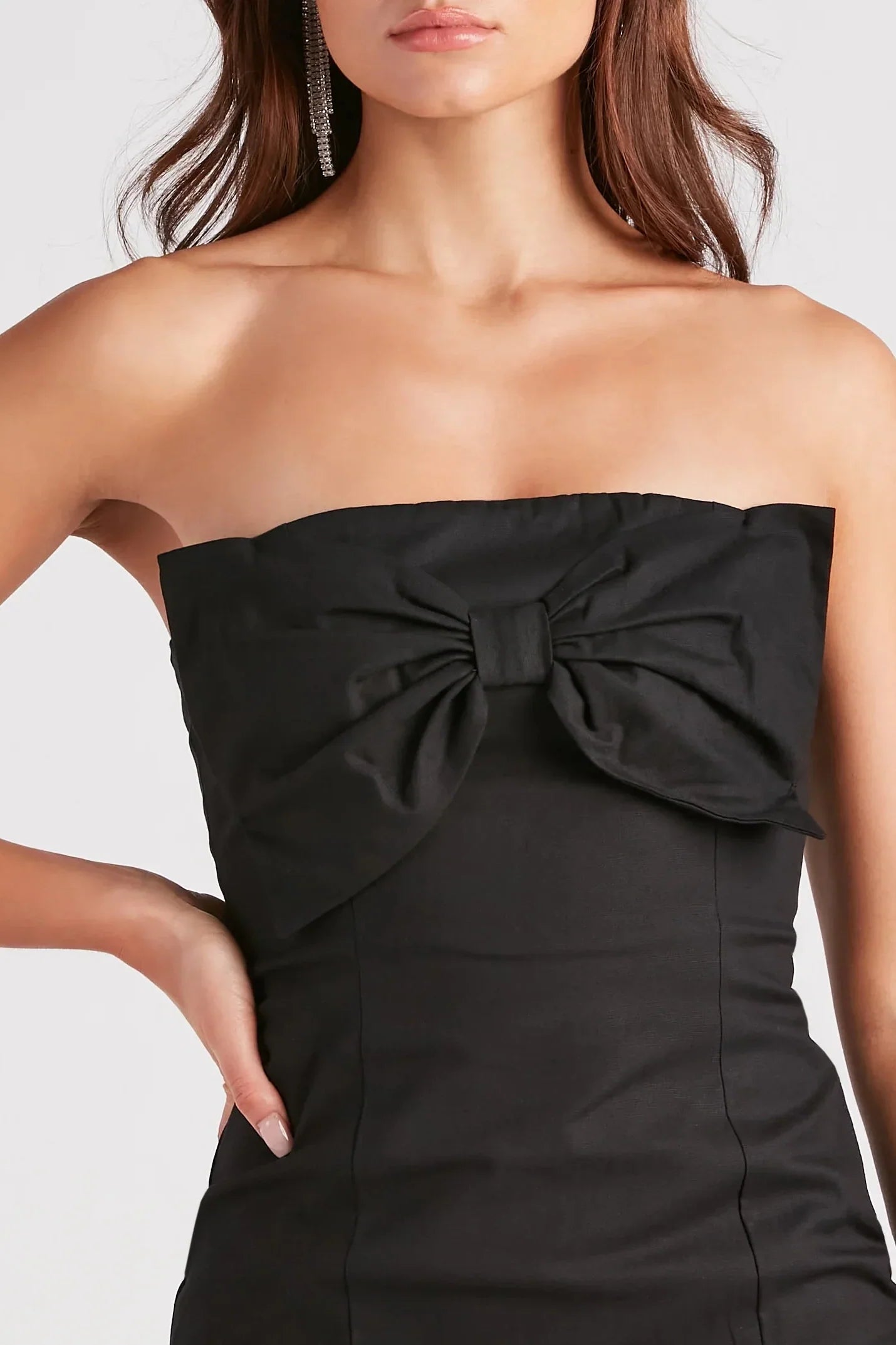 Perfect Bow Linen Strapless Mini Dress