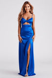 Maisy Cutout High Slit Satin Formal Dress