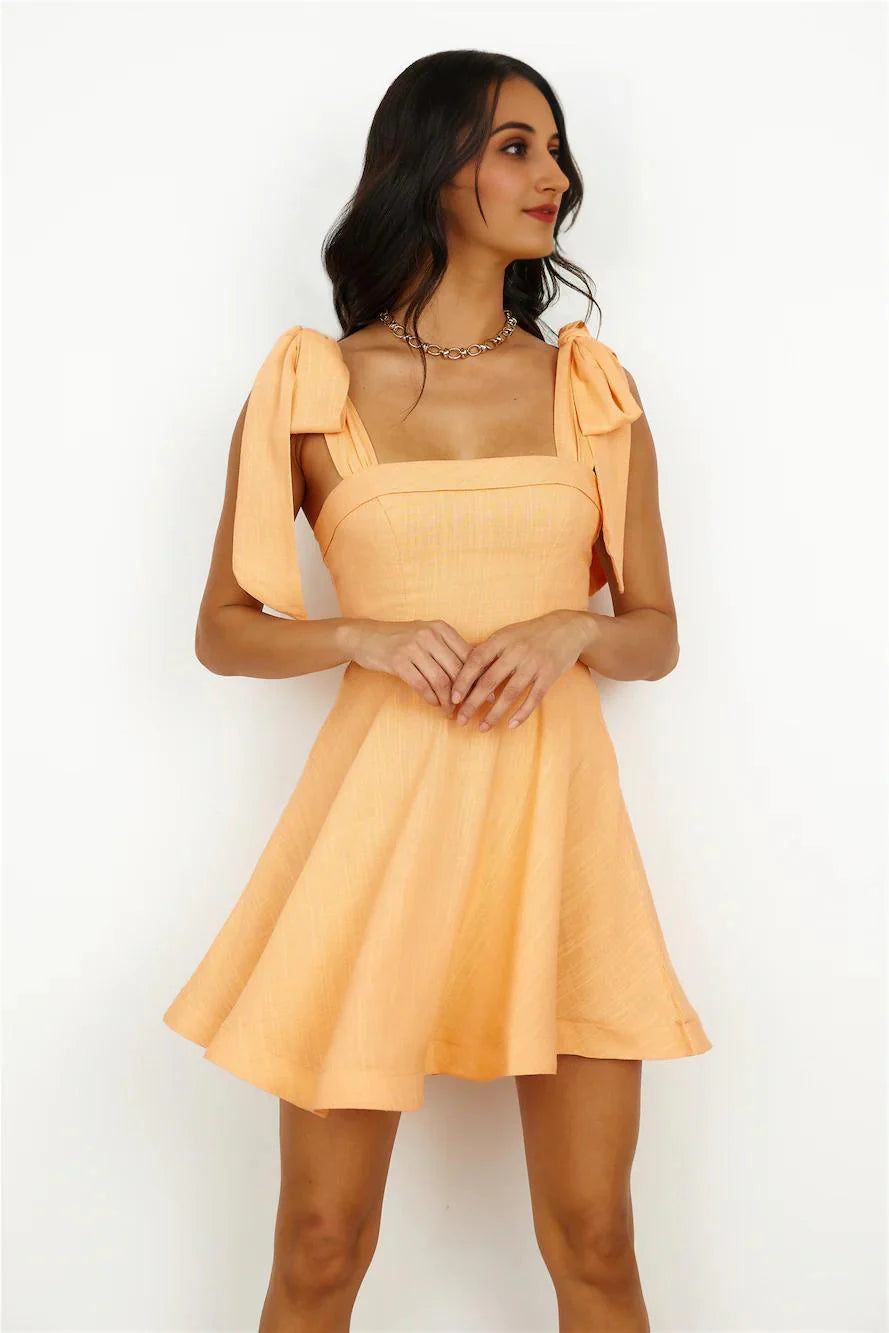 Beach Picnic Mini Dress Orange