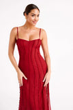 Chiffon Maxi Dress - Vermilion Red