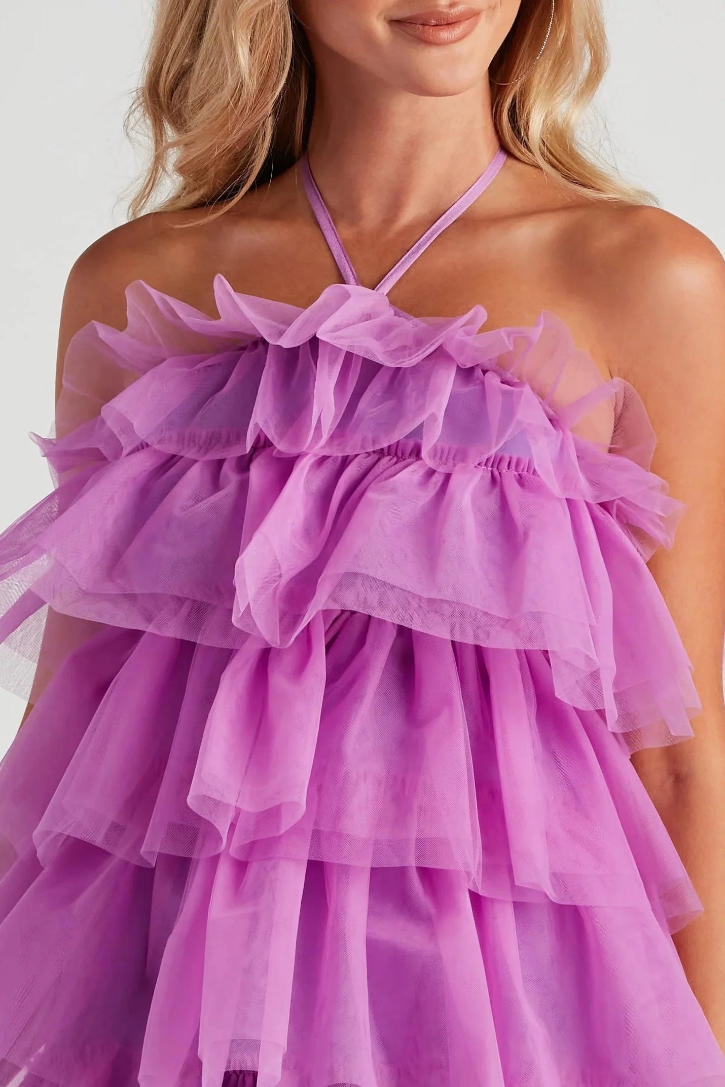 Janice Tulle Halter Short Dress