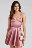 Stunning In Satin Skater Dress