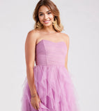 Ariana Strapless Ruffled Mesh Formal Dress