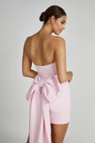 Meredith Strapless Bow Mini Dress - Blush Pink