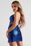 Elsie Ruched Sequin Mini Dress