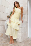 Events In The Garden One Shoulder Midi Dress Yellow