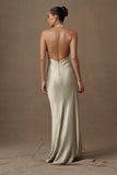 Esther Iridescent Satin Cowl Maxi Dress - Sage