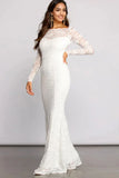 Priscilla Scalloped Lace Boat Neck Mermaid Dress