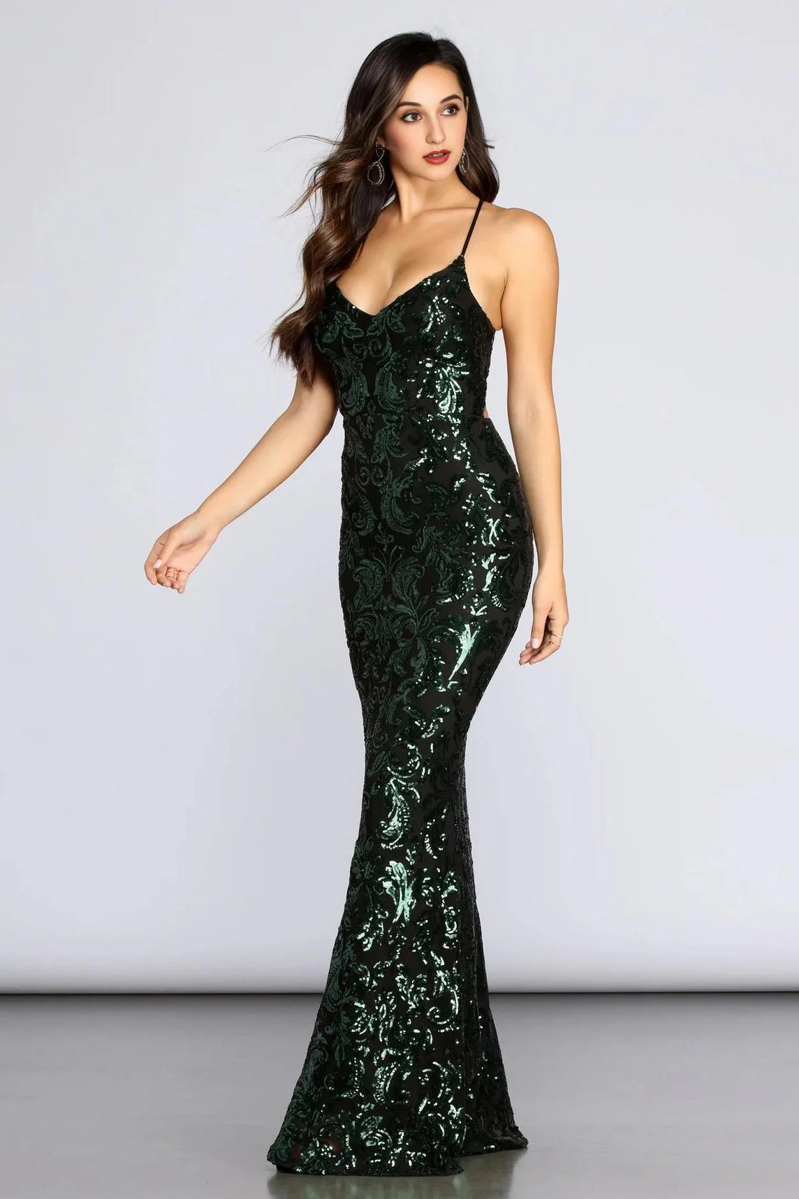 Taisia Formal Sequin Scroll Dress