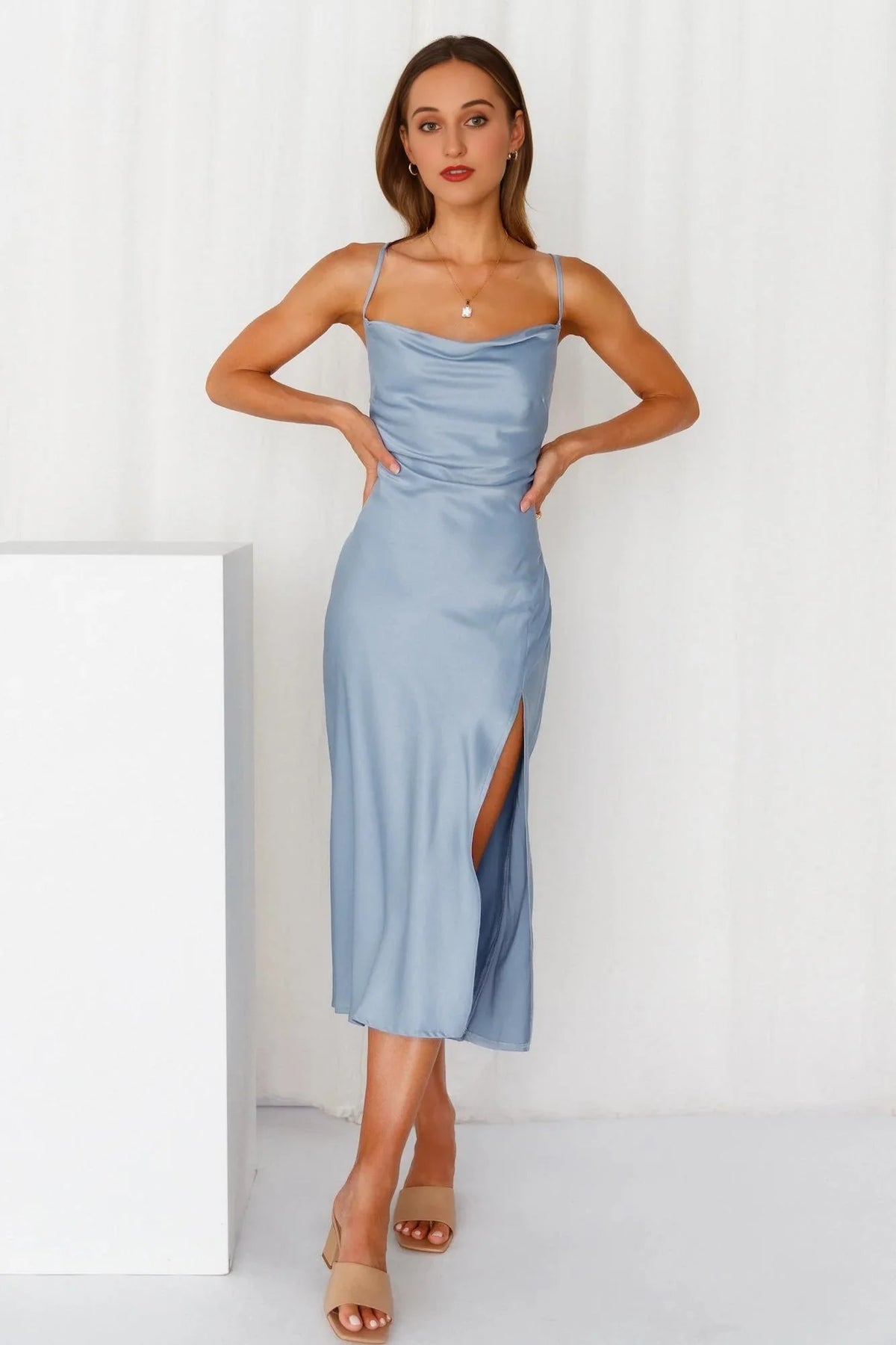 Drinks On Me Midi Dress Blue