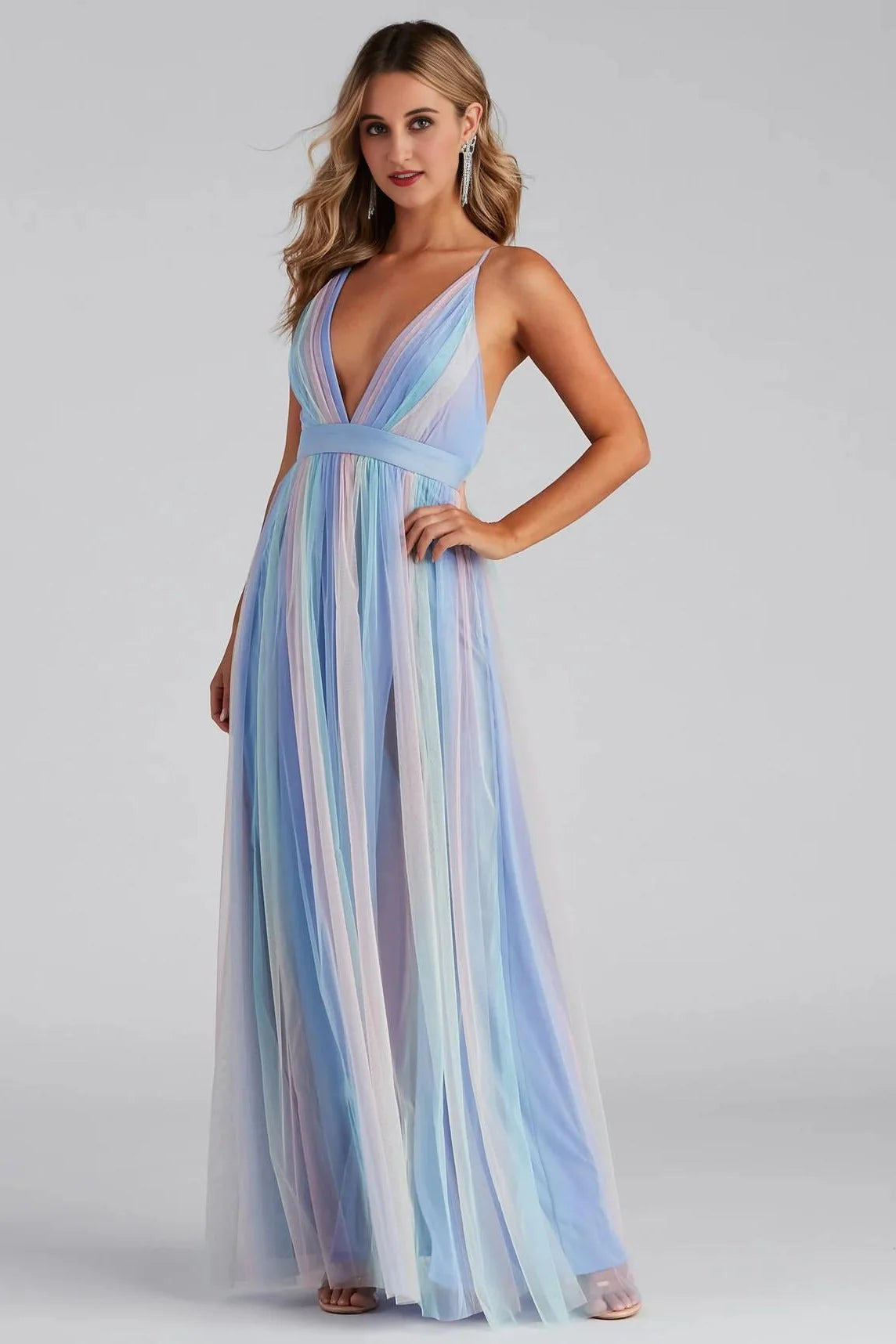 Nylah Pleated Rainbow A-Line Dress