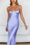 French Countryside Satin Maxi Dress Lilac