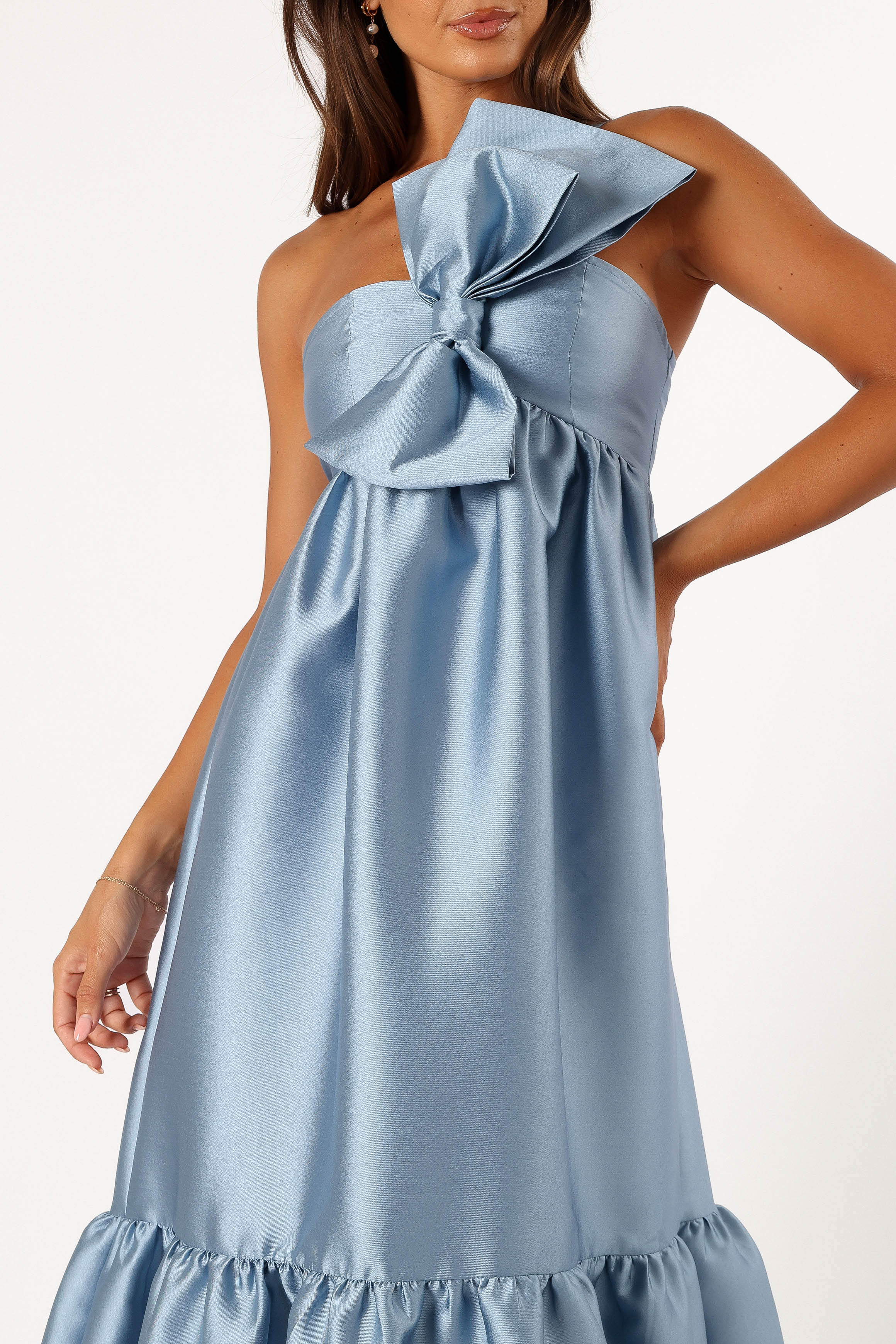 Betina Bow Front Maxi Dress - Blue