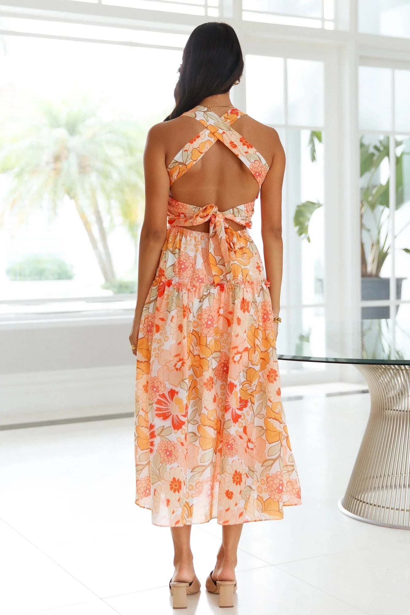 Wander To The Sun Midi Dress Orange